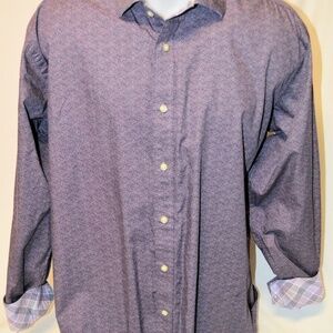 TD Thomas Dean Button Down Shirt Plaid Flip Collar